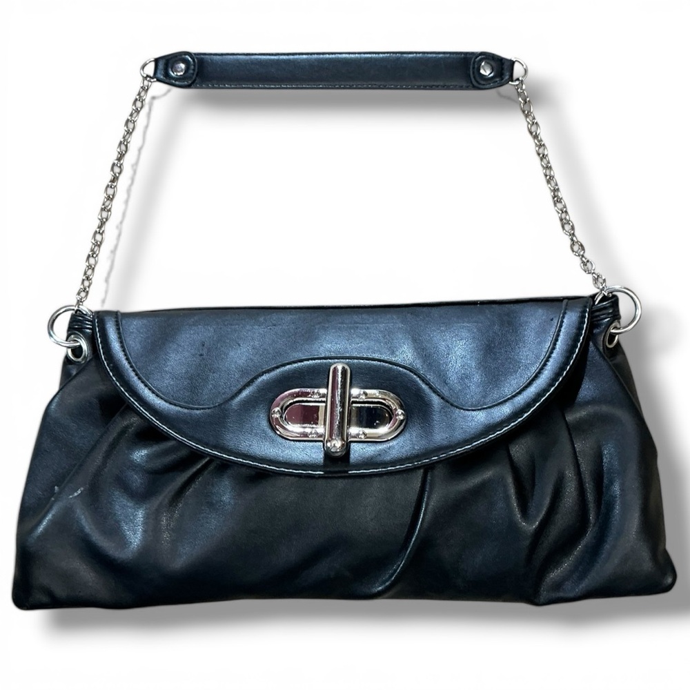 Daisy Fuentes Black Shoulder Bag with Silver Hardware
